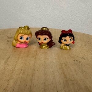 Rare Glitter Disney Doorables Princess Lot Aurora Belle Snow White